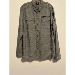 Rock & Republic Long Sleeve Button Up Shirt Size XL Black Stripes Pockets